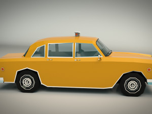 low poly yellow cab 01 Model 3D