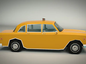 taxi giallo low poly 01 Modello 3D