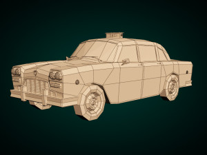 low poly yellow cab 01 Model 3D