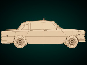 low poly yellow cab 01 Model 3D
