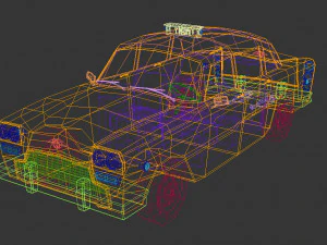 taxi giallo low poly 01 Modello 3D
