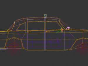 low poly yellow cab 01 Model 3D