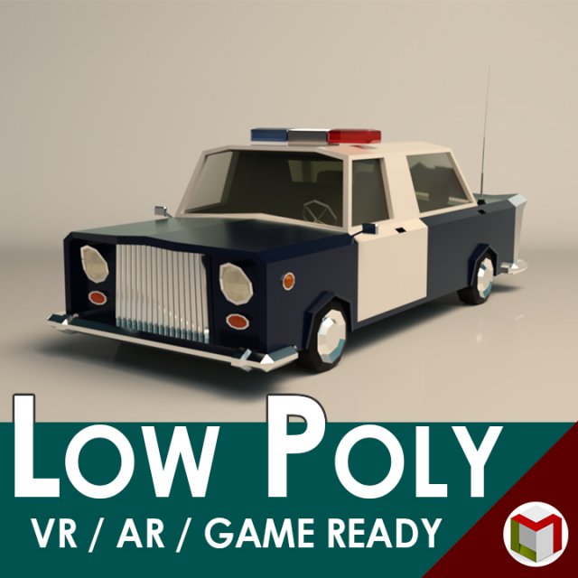 low poly police car 01 Modelo 3D .c4d .max .obj .3ds .fbx .stl .blend 