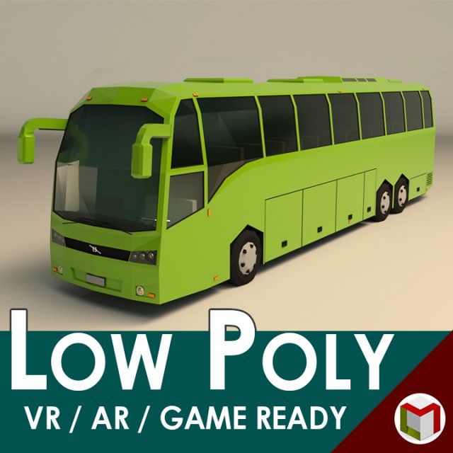 low poly coach bus 01 3D Model .c4d .max .obj .3ds .fbx .stl .blend 