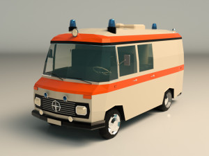 low poly ambulance 01 3D Модель