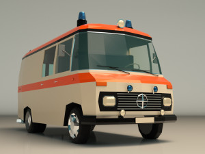 low poly ambulance 01 3D Модель