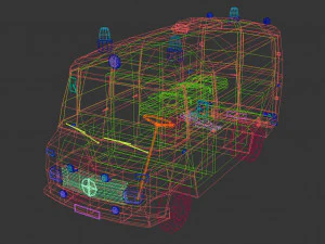लो पॉली एम्बुलेंस 01 3D मॉडल