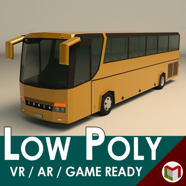low poly coach bus 02 Modelo 3D .c4d .max .obj .3ds .fbx .stl .blend 