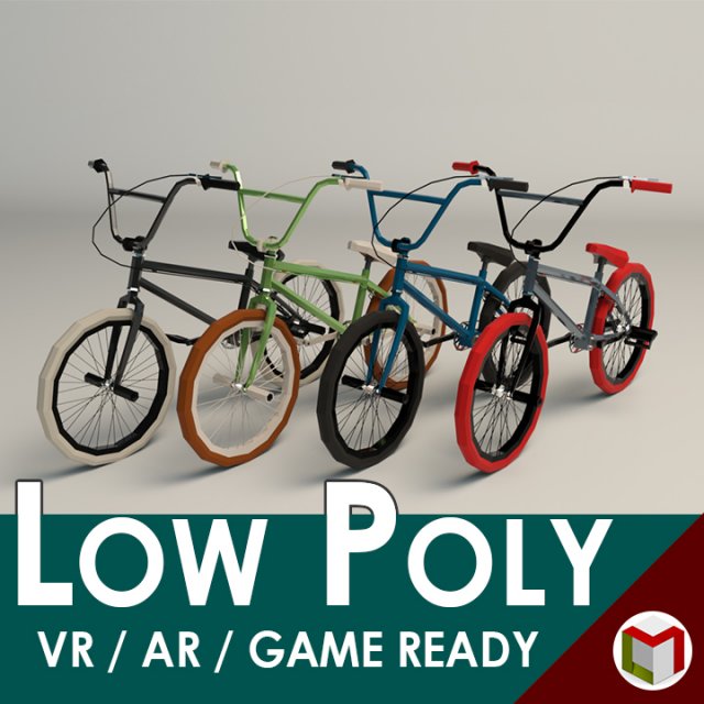 low poly bmx bike 3D Model .c4d .max .obj .3ds .fbx .stl .blend 