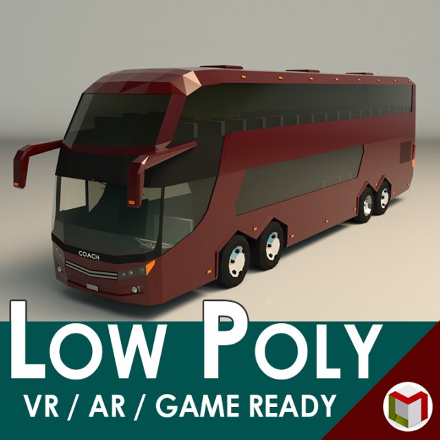 low poly coach bus 03 Modello 3D .c4d .max .obj .3ds .fbx .stl .blend 