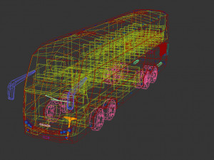 low poly coach bus 03 Modello 3D
