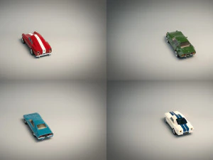 low poly muscle car pack 3D Model