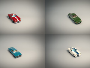 low poly muscle car pack Modello 3D