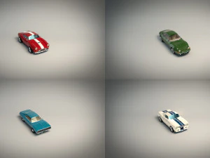 low poly muscle car pack 3D Model