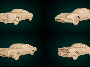low poly muscle car pack Modello 3D