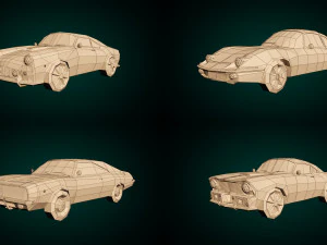 low poly muscle car pack 3D Model
