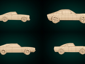 low poly muscle car pack Modello 3D