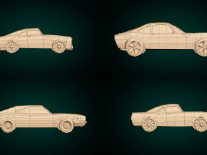 low poly muscle car pack 3D Model