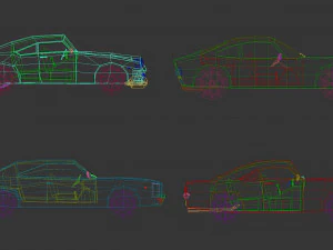 low poly muscle car pack 3D Model