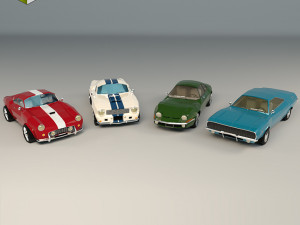 low poly muscle car pack Modello 3D