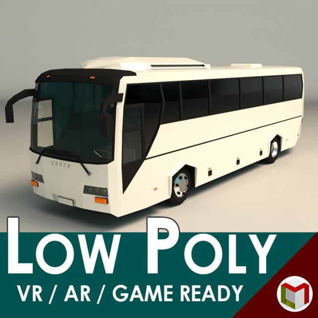 low poly coach bus 04 3D Model .c4d .max .obj .3ds .fbx .stl .blend 