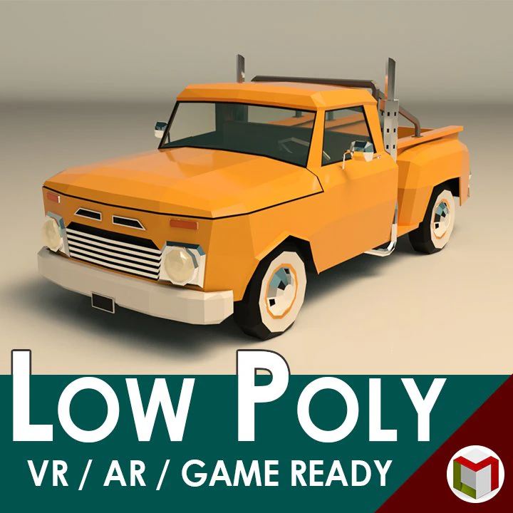 low poly vintage pickup 03 3D Model .c4d .max .obj .3ds .fbx .stl .blend