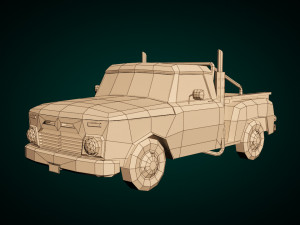 low poly vintage pickup 03 3Dモデル