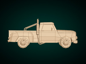 low poly vintage pickup 03 3Dモデル