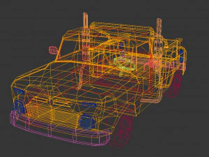 low poly vintage pickup 03 3D Model