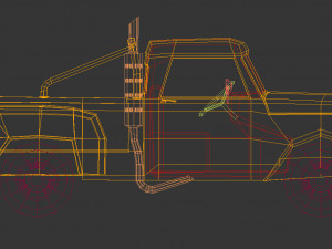 low poly vintage pickup 03 3Dモデル