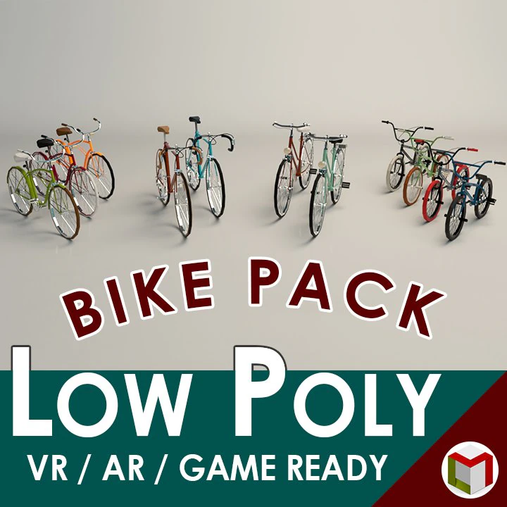 low poly bike pack 3D Model .c4d .max .obj .3ds .fbx .stl .blend 