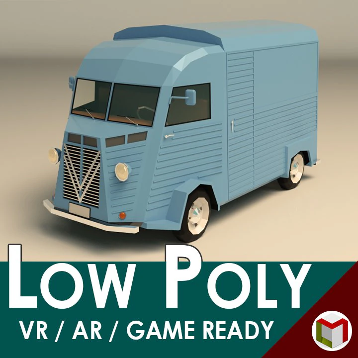 low poly transporter van 02 3D Model .c4d .max .obj .3ds .fbx .stl .blend