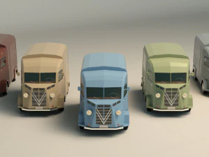 low poly transporter van 02 3D Model