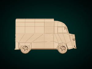 low poly transporter van 02 Modelo 3D