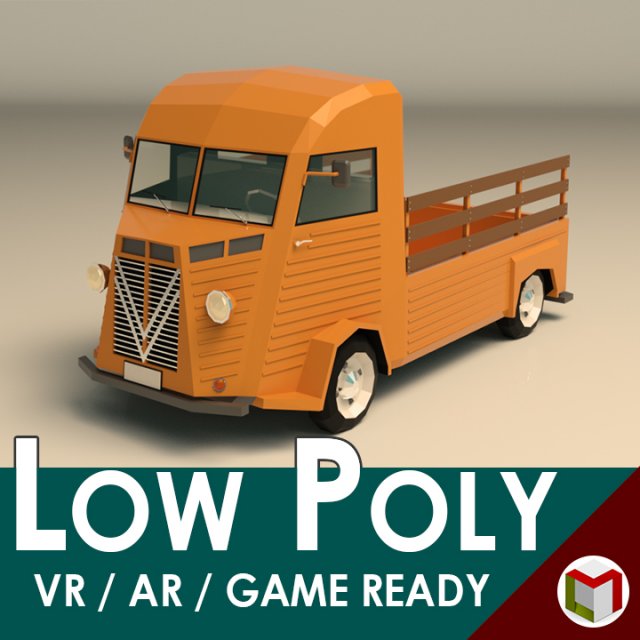 low poly pickup van 02 Model 3D .c4d .max .obj .3ds .fbx .stl .blend 