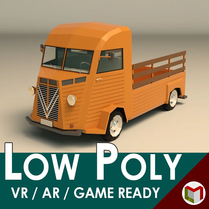 furgone pick-up low poly 02 Modello 3D .c4d .max .obj .3ds .fbx .stl .blend 