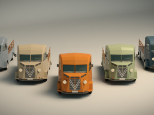 low poly pickup van 02 Model 3D