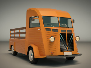 low poly pickup van 02 Model 3D