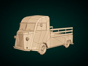low poly pickup van 02 Model 3D