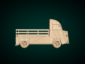 low poly pickup van 02 Model 3D