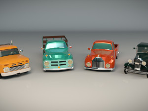 low poly pickup pack 01 Model 3D