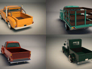 low poly pickup pack 01 Model 3D