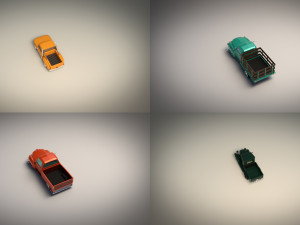 low poly pickup pack 01 Model 3D