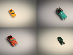 low poly pickup pack 01 Model 3D