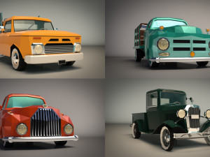 low poly pickup pack 01 Model 3D