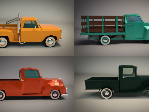 low poly pickup pack 01 Model 3D