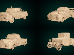 low poly pickup pack 01 Model 3D