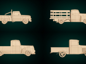 low poly pickup pack 01 Model 3D