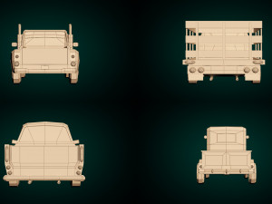 low poly pickup pack 01 Model 3D