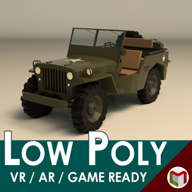 low poly military jeep 01 3D 模型 .c4d .max .obj .3ds .fbx .stl .blend 